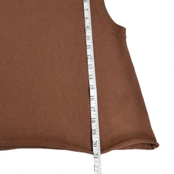 Simons Icone Knit Sweater Vest Sleeveless Crew Neck Brown Size Small - Picture 10 of 10